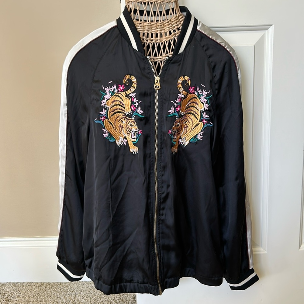 Silk H&M embroidered tiger jacket